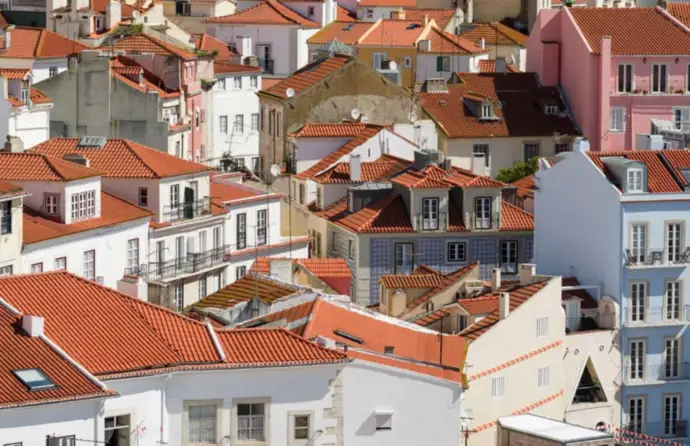 Vista aérea de casas