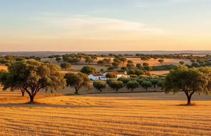 Imagem de um campo com árvores
