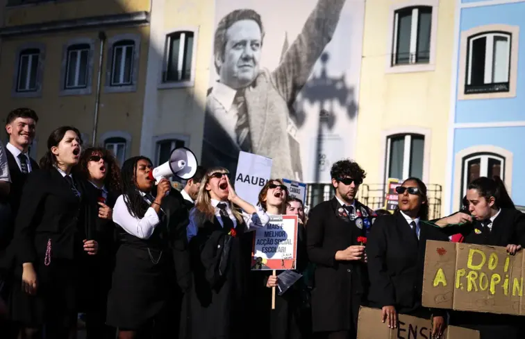Estudantes em protesto.