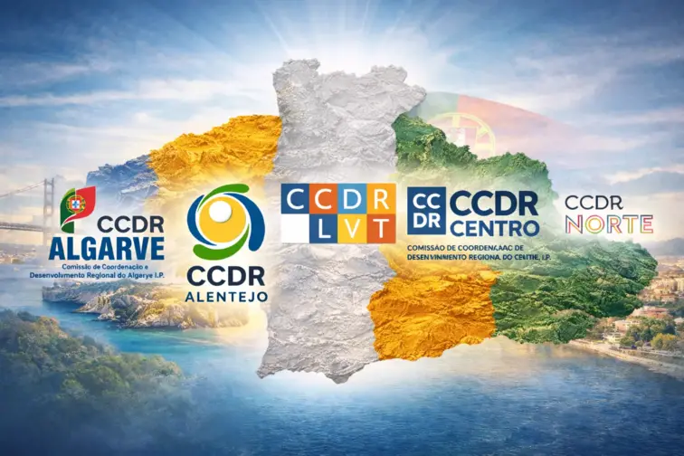 Imagem ilustrativa do mapa de Portugal com as diversas CCDR
