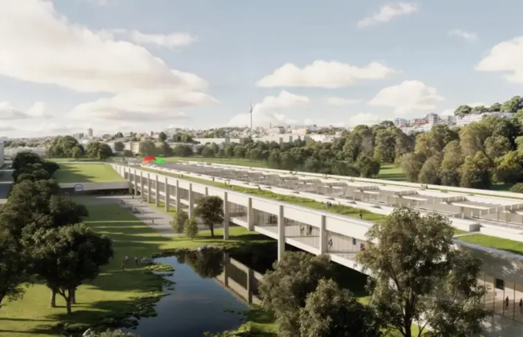 Render da futura estação de alta velocidade em Vilar do Paraíso