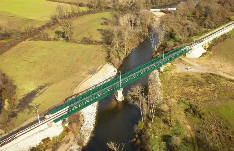 Vista aérea do troço da Linha da Beira Baixa na Covilhã