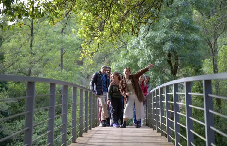 Grupo de jovens em passeio pela natureza