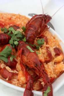 Prato de arroz de lagostim
