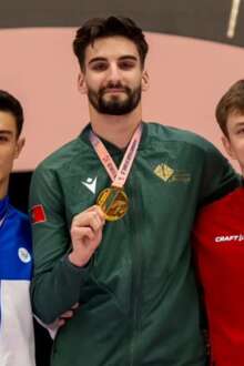 O pódio do 30.º Campeonato Europeu de trampolins