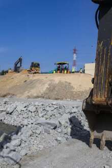 As obras a decorrerem junto à A1, na bacia do Mondego.