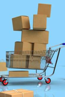 Carro de compras com caixas