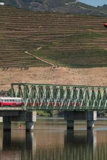 Comboio a atravessar linha do Douro