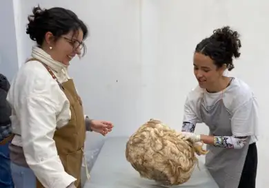 Artista trabalha com a  lã